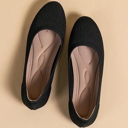 INEELUYI Women's Ballet Flats Classic Weave Flats Round Toe Slip On Dress Flat Shoes2