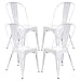 BenyLed Zestaw 4 metalowych krzeseł do jadalni można układać w stosy metalowe krzesła przemysłowe styl vintage; nadaje się do użytku wewnątrz i na zewnątrz, domowe krzesło ogrodowe, białe