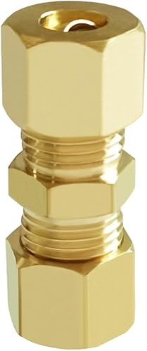 Miniatura 4 de Joywayus Tubo de compresión de latón para tubería de tubo de 316 pulgadas de diámetro exterior x 316 pulgadas de tubo de unión de compresión OD (5