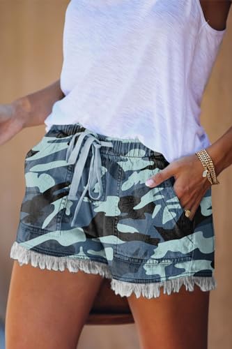 Image of YOCUR Womens Lightweight Shorts Casual Baggy Trendy Hot Pants Elastic Waist Drawstring Comfy Shorts