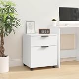 Armadio mobile bianco in legno 45 x 38 x 54 cm con ruote, armadio portaoggetti per casa e ufficio, armadio multiuso con superficie stabile, facile da spostare