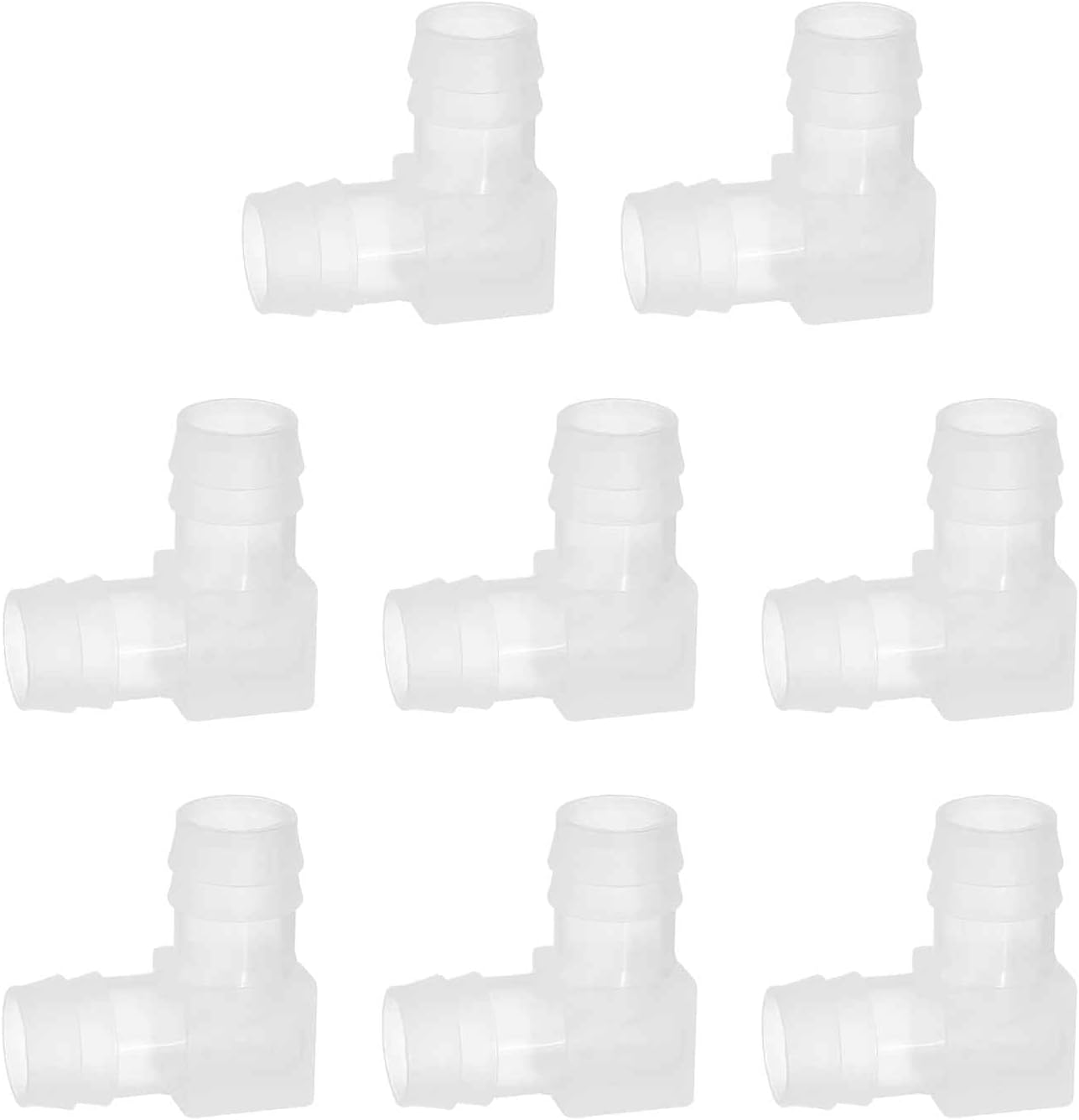 MECCANIXITY 7pcs Hose Barb 90 Degree Elbow l Fitting, 1/4" OD Plastic Hose Barb Pipe Fitting Splicer Mender Joint Adapter for Water Liquid Fuel Line Tube, Clear