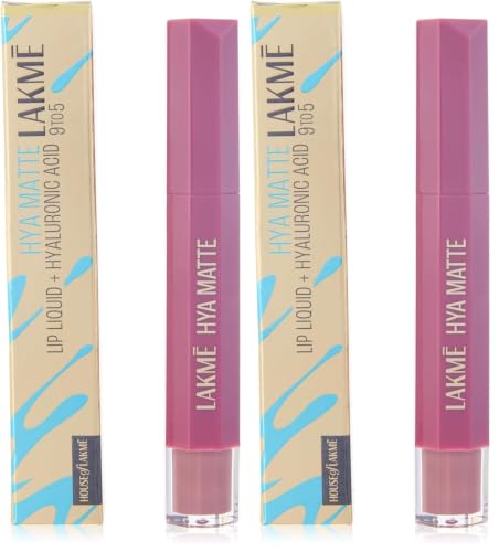 Image of Lakme 9to5 Hya Matte, Monday Berry Liquid Lipstick, for Soft and Supple Lips, with Hyaluronic Acid & Vitamin E, Matte Finish, Smudge-Proof, Long-Lasting, for Women, 5.3 ml, (Pack of 2)
