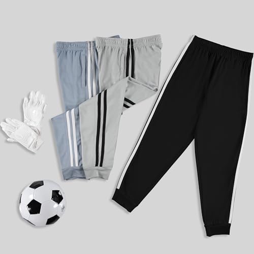 PURE CHAMP 3 Pack Boys Sweatpants Mesh Lightweight Kids Clothes with Zipper Pockets Active Quick-Dry Boys Pants Sizes 4-203