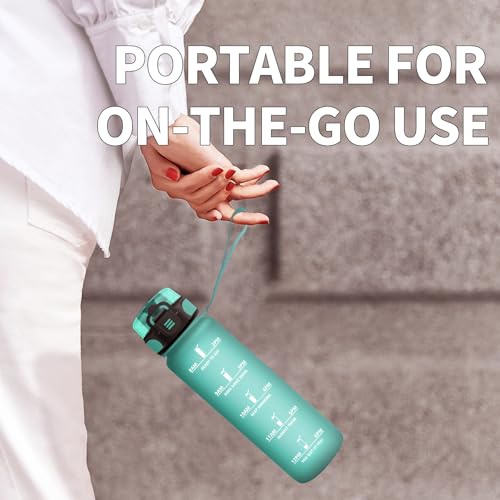 Trinkflasche 500ml, Wasserflasche mit Filte, Sport Trinkflaschen Kohlensäure Geeignet,mit Zeitmarkierungen, Auslaufsicher für Picknick, Schule, Junge, Mädchen, Büro