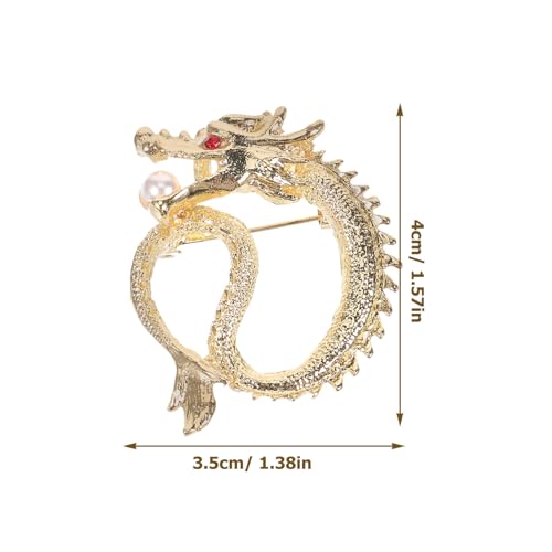 Broche dragon de style rétro en émail grand format 4x3.5cm - 3
