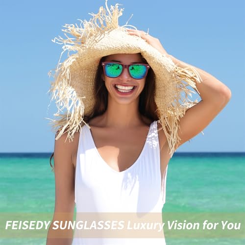 Image of FEISEDY Classic Square Retro Polarized Sunglasses Women Men 80s Sun Glasses Trendy UV400 B1858