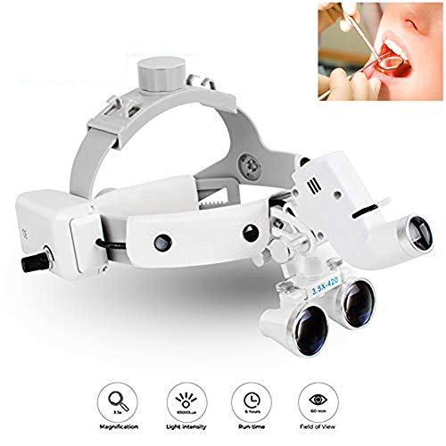 IJNUHB 5W LED Chirurgico Faro Lente d'Ingrandimento Fascia Dentale Chirurgica Lampada Frontale Dentale Loupe in Chirurgia Plastica Estetica Sbrigliamento