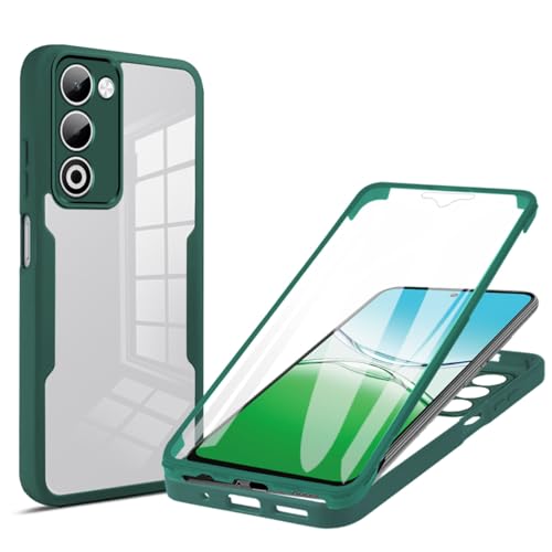 UPLAI Trasparente Cover per OPPO A5 2025, 360° Grado Militare Antiurto Custodia con Protezione Schermo Integrata, Ultra Sottile PC + TPU Stylish Caso. Verde