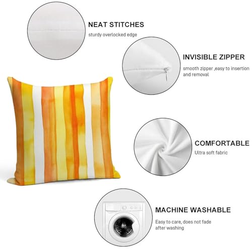 Kissenbezug 45 x 45 cm 4er Set Kissenbezug Orange Streifen Dekokissenbezug Sofakissenbezug Samt Dekorative Weich Zierkissenbezug Moderne Dekokissen Kissenhülle für Schlafzimmer, Sofa, Stuhl, Bett, g80 – Bild 8
