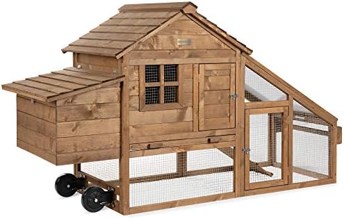 Best Choice Products 70in Mobile Fir Wood Chicken Coop Tractor Hen House Poultry Cage for 3-5 Hens, Outdoor, Animal Care w/Wheels, 2 Doors, Nest Box, Removable Tray, UV Panel