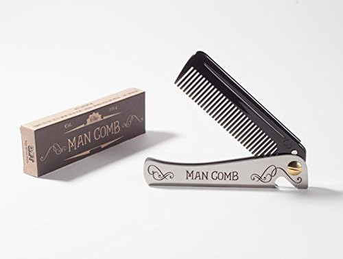DAFT ‘Limited Edition’ Man Comb, Folding Metal Pocket Comb For Men, Bearded Man Comb With Handle, The Ultimate Tool for your Hair, Beard and Beer, (Black)