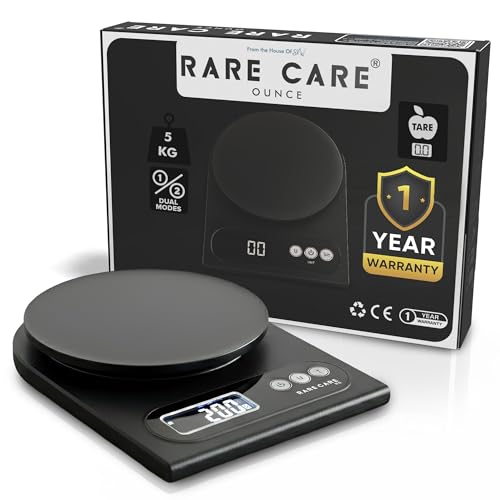 Image of RARECARE Kitchen Weight Machine For Home | Electronic Weighing Machine for Food | Tare Function 1 Year Warranty | Dual Weight Setting | Weighing Scale For Kitchen | Model - Ounce, Black