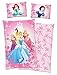 Produktbild Disney Princess Prinzessin Arielle Cinderella Rapunzel Belle Aurora Bettwäsche, 40x60 + 100x135 cm, 100% Baumwolle mit Reißverschluss