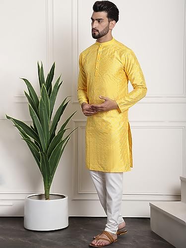 Image of SOJANYA (Since 1958 Men's Silk Blend Kurta and Pyjama with Nehru Jacket