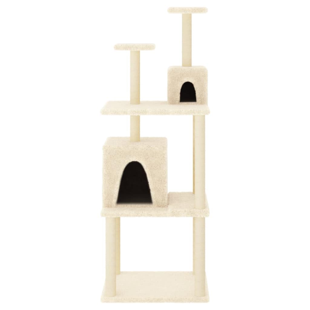 Rascador para gatos, árbol trepador de 167 cm de alto, con columnas de sisal, funda de felpa y construcción estable de material de madera, incluye cueva, hueco y plataforma de observación