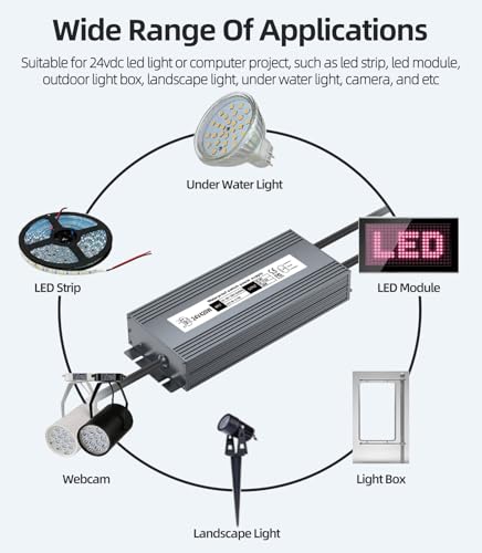 Image of 24V 420W Low Voltage Transformer, IP67 Waterproof Outdoor LED Power Supply Driver, AC 100-130V to DC 24V Converter Power Adapter for Indoor Outdoor LED Light, Computer, Landscape Lighting Project