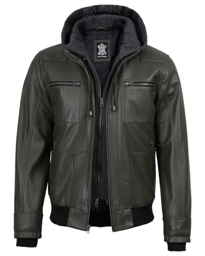 Image of Blingsoul Leather Jacket Men With Detachable Hooded - Real lambskin Leather Jackets For Mens