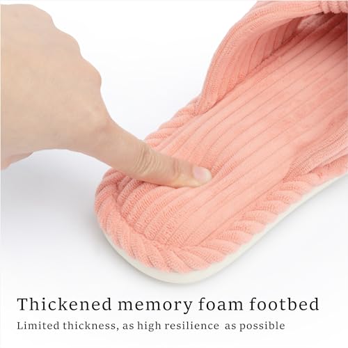 Image of Chantomoo Slippers for Women Memory Foam House Womens Slipper Slides Home Bedroom Bathroom Spa Open Toe Corduroy Bow Slippers Cozy Comfortable