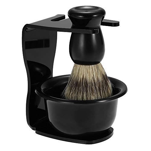 Anself 4pcs Men Shaving Set, Badger Hair Brush, Shaving Razor Holder Stand, Soap Bowl, Shaving Soap - Thumbnail 2