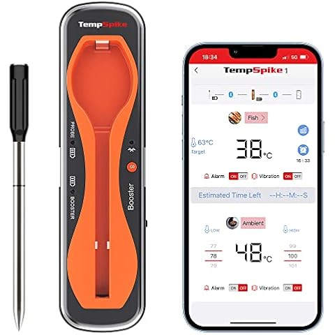 ThermoPro TempSpike Truly Wireless Meat Thermometer, Bluetooth Meat Thermometer for Air Fryers Cooking, Grilling and Smoking, Cooking Thermometer Wireless with 150M Bluetooth Range for BBQ Oven Smoker Cover