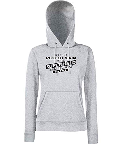 Sweat à capuche Ich Bin Reitlehrerin cadeau idéal pour cavalière en gris bruyère XXL