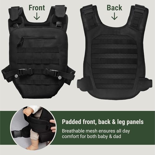 JumpOff Jo Gear-up Baby Carrier for Men – Military-Inspired Baby Vest for Dads – Front Carry Ergonomic Baby Carrier – Adjustable Fit, MOLLE Compatible – Infant Carrier for 12–33 lbs