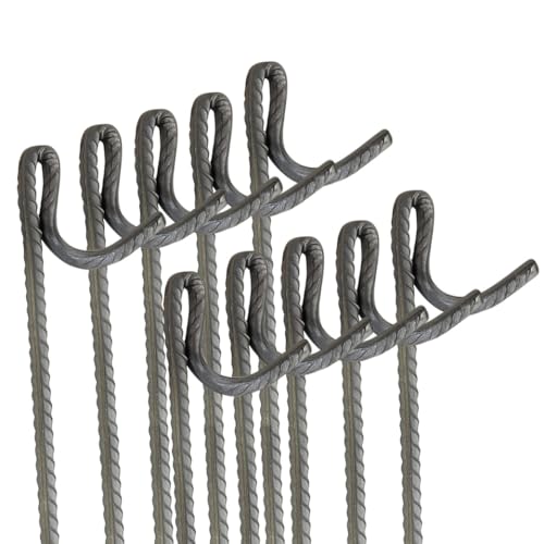 TuffLine Fencing Pins 125cm Pack of 10 Standard Black Coated Galvanised Ribbed Ribbed Galvanised Heavy Duty Temporary Fence Posts (Ribbed Steel)