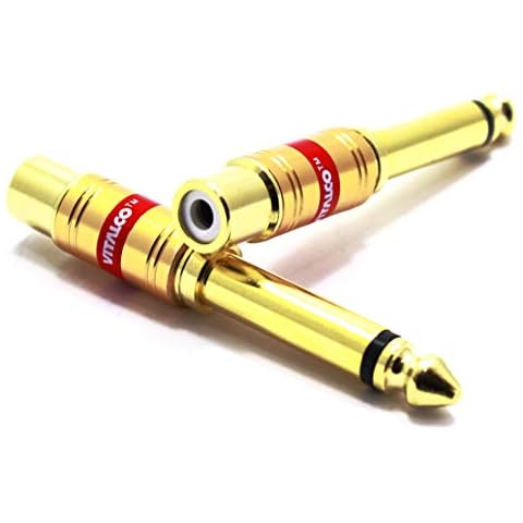 Jack 6.35mm Mono 1/4 Inch Male to RCA Phono Female Audio Adapter Vitalco 2 Pack 6.35 Plug Cover