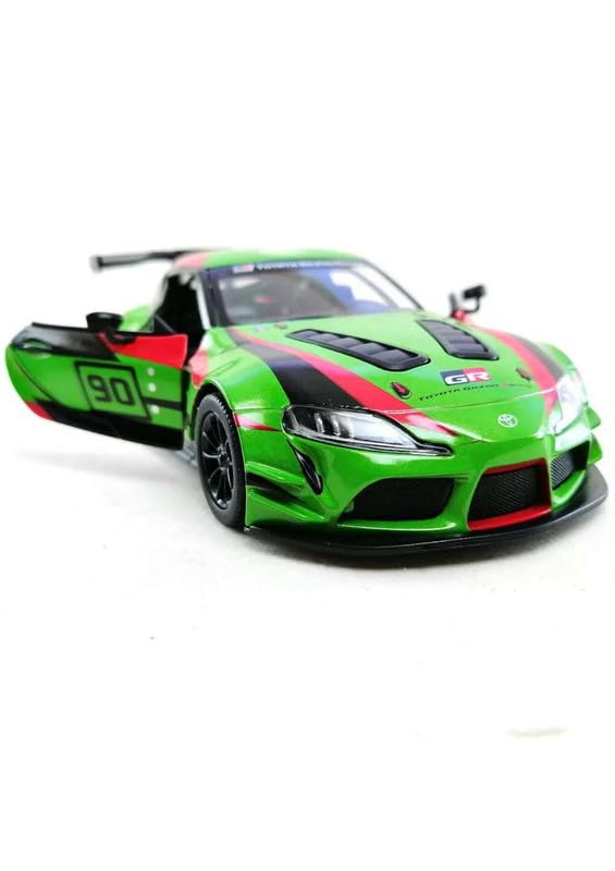 Image of Exquisite 1:36 GR Supra Racing Edition Die-Cast Model Car Toy for Kids - Stunning Metallic Design, Openable Doors, and Pull-Back Action - Perfect Collectible or Gift Racing Green
