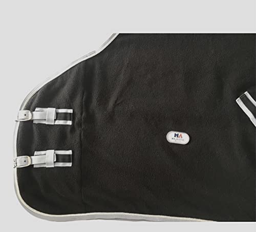 Image of Majestic Ally Anti Pill Fleece Horse Blanket /Sheet with Silver Braided Rope (Black, 80)