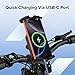Pengxinhui Motorcycle Phone Mount,with USB Charger (QC3.0/PD3.0 Fast Charging),Built-in Retractable Type-C Data Cable,with Motorcycles and Electric Bicycles,Compatible with All Phones from 4.7-6.8