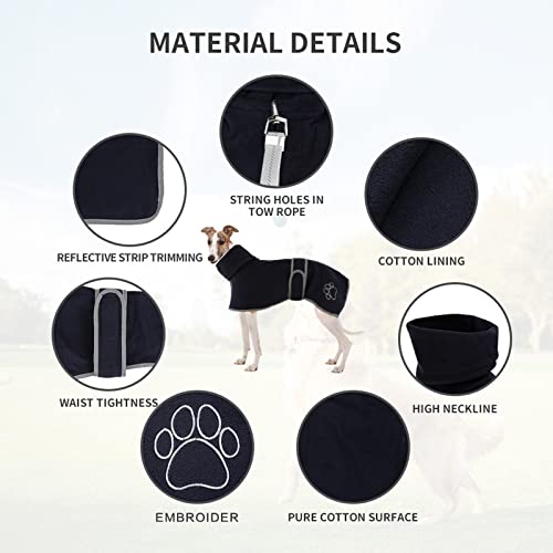 Greyhound Fleece Coat & Jumper, Whippet & Lurcher Cosy Fleece - Warm Dog Jacket with Adjustable Bands for Salukis (S, Navy Blue) - Image 3