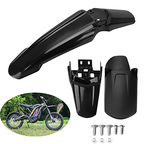 Image of Surron Front-Rear Shock-Rear Fender Set Motorcycle Electric Dirt Bike Off-Road Shock Absorber Mudguard Fender Mud Guard Compatible with Light Bee Sur Ron S /X Segway X160 / X260 3x Fenders Black