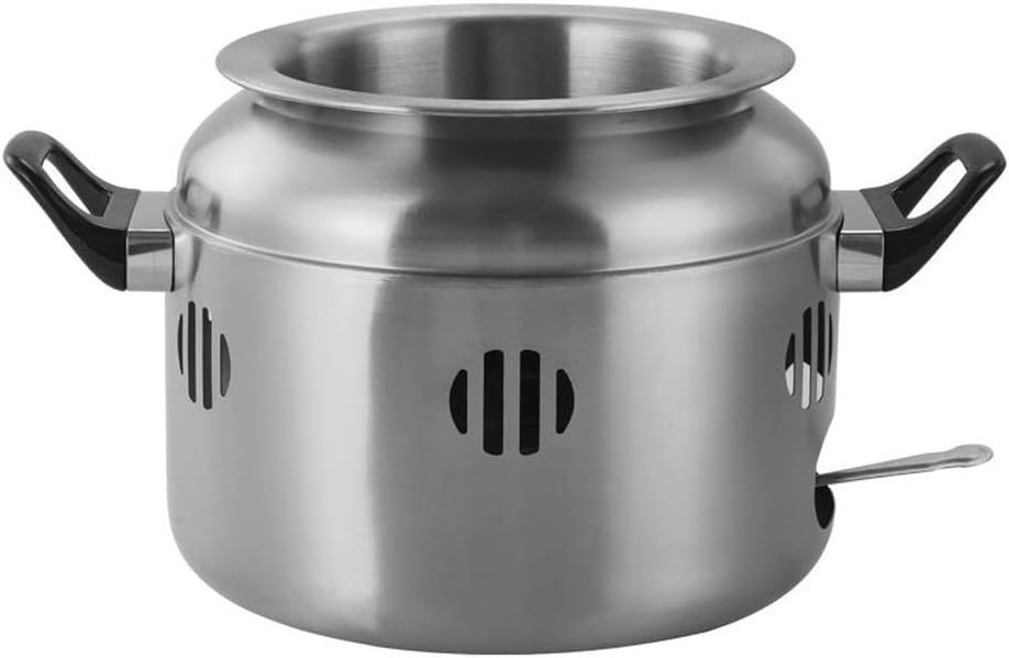 Korean Style Stainless Steel Shabu Shabu Drum Pot Featuring Heat Retention and Disassemblable Design for Restaurant Use (Golden Without Lid)