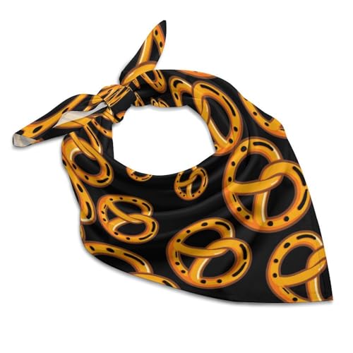 Pretzel Fashion Head Scarf for Women Silk Like Bandana Kerchief Satin Square Scarves Gifts