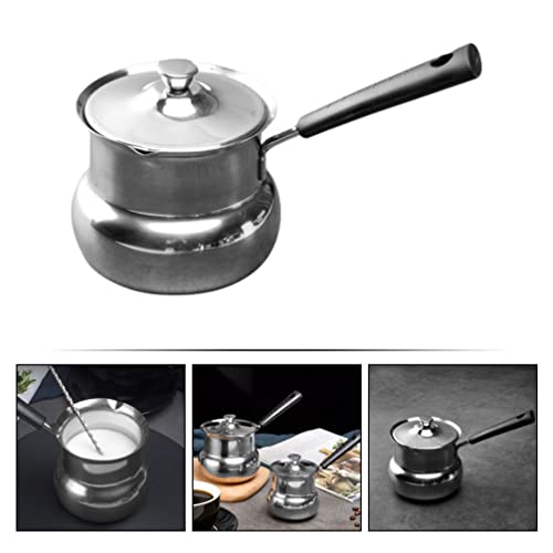 ANSNOW Stainless Steel Hot Milk Cup Espresso Steaming Pitcher Mini Saucepan Butter Warmer Milk Cream Pitcher Creamer Pot Basting Pot Non-Stick Frying Pan Milk Pots Steamer Child Italian - Image 2