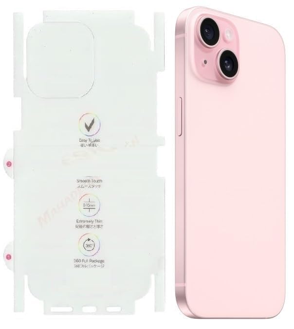 Image of Techsage Back Screen Protector Unbreakable Membrane Scratch Guard Transparent Protective Compatible with iPhone 15 Plus