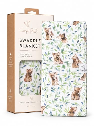 Image of Copper Pearl Large Premium Knit Baby Swaddle Receiving Blanket Bear