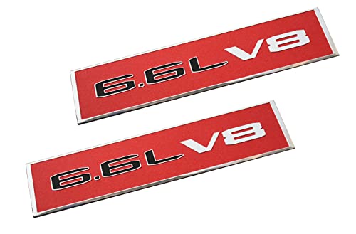 Image of SSDD 2pcs 6.6L V8 Emblems Metal 6.6 Liter V8 Flat Badge 3D Decal Replacement CH-6.6L V8 CH-6.6L V8