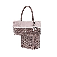 E-wicker24 Alles Aus Weide White Wicker Stair Basket For Staircase Storage Woven Seagrass Organizer With Handles And Lid For Home Decor Laundry Shoe