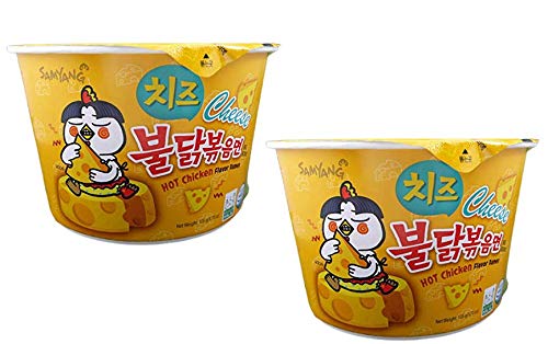 Samyang Big Bowl Hot Chicken Flavor Ramen Cheese Flavoured Cup Noodle Soup 105gm*2Pack (Imported) (Pack of 2)