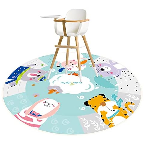 Splash Mat for Under High Chair, 51" Anti Slip Baby Feeding Mat for Dropping Food, Waterproof Washable Splat Mat for Art, Crafts,Playtime on Floor or Table, Eating Mess Mat Floor Protector Cover
