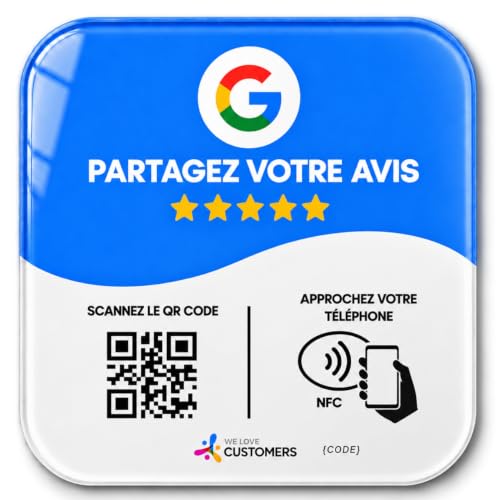 Plaque NFC Avis Google avec QR Code...