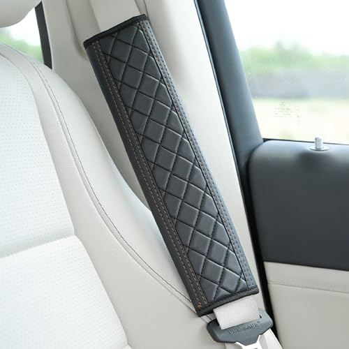 Image of Car Seat Belt Shoulder Pads (Pack of 2) Car Safety Belt Soft Pad Cover for Comfortable Driving, Universal Fit for All Cars and Backpack (Black, 12 Inch Length)
