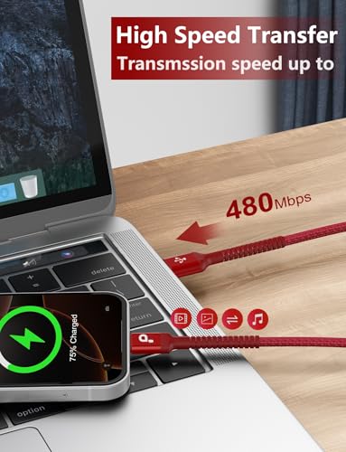 Image of USB C Cable 10FT, 2Pack USB A to USB C Charger Cable, Type C Cable 3A Fast Charging Upgraded Extra Durable Braided USBC Cord Compatible with iPhone 17 /16 15 Pro Max /Samsung Galaxy S23 and More-Red