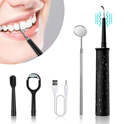 Plaque Remover for Teeth 3 Adjustable Modes Tartar Remover for Teeth Electric Dental Calculus Remover with LED 3 Replaceable Clean Heads Teeth Cleaning Kit with Tartar Scraper, Teeth Mirror