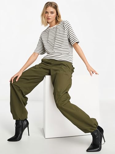 Image of Mack Jonney Oversized | Loose Fit | Half Sleeves 100% Cotton Round Neck Striped T-Shirt for WOMEN-MACK640651