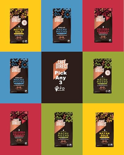 Image of Cafédirect Pick Any 3 Bags from 9 Flavours Including: Machu Picchu, Mayan Gold, Decaf, whole beans - Cafe Direct 3 x 200g