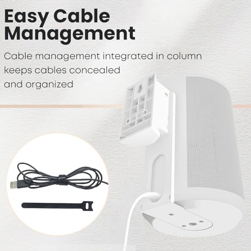 PUTORSEN Wall Mount Bracket for Sonos Era 100,Tilt & Swivel Speaker Shelf Bracket for Best Audio Enjoyment,Cable Management,Hold up to 6.6lbs(Single Pack,White) - Image 3